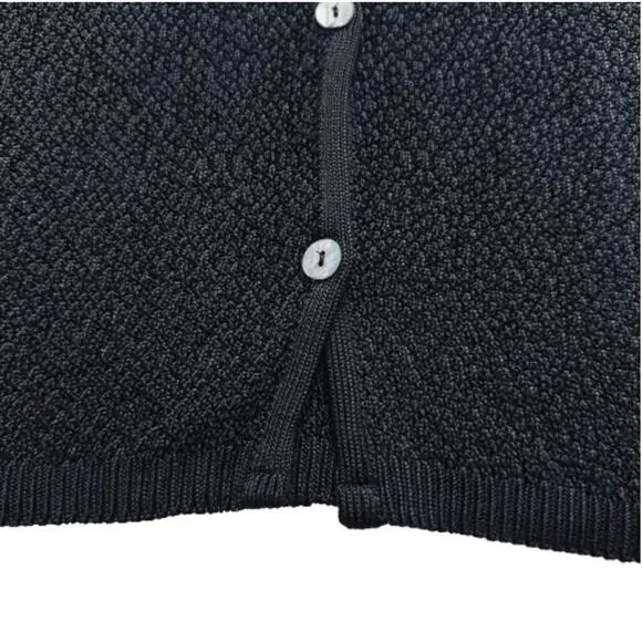Chicos Design Cardigan Sweater Black Open Weave Knit Button Front Medium/Large - Picture 9 of 12